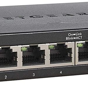 NETGEAR - Interruptor no administrado Gigabit Ethernet de 5 puertos (GS305) - Hub de red doméstica, bifurcador Ethernet de oficina, conecta y utiliza, carcasa de metal sin ventilador, para escritorio o para montar en pared